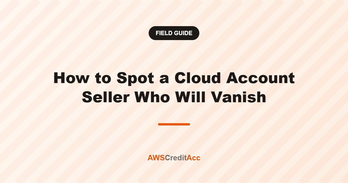 How to Spot a Cloud Account Seller Who Will Vanish